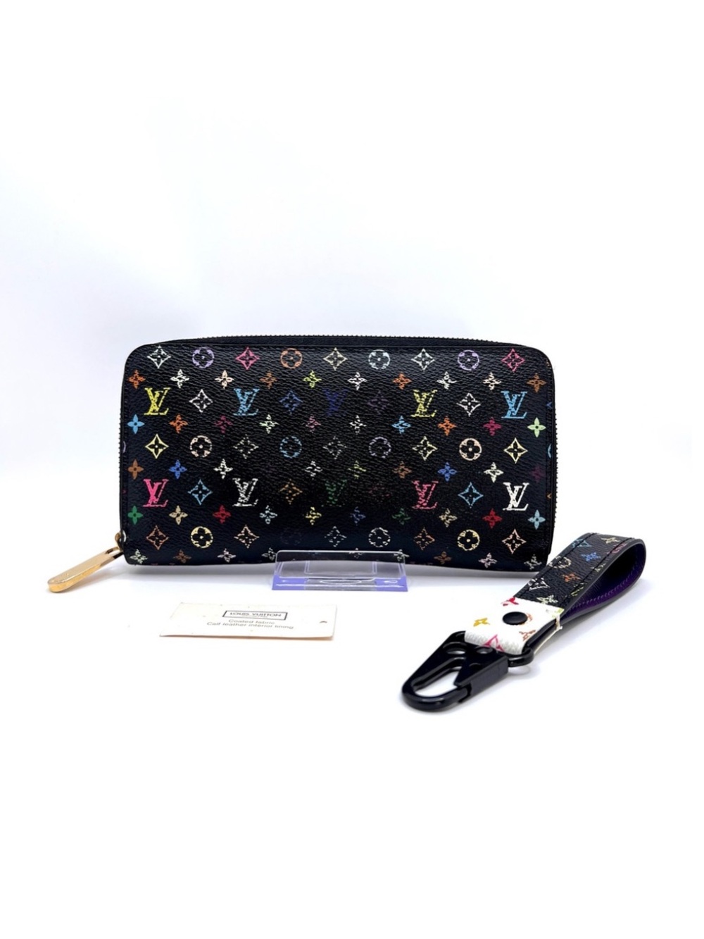 Authentic Louis Vuitton Monogram Multicolore Zippy Wallet Black Pink Leather